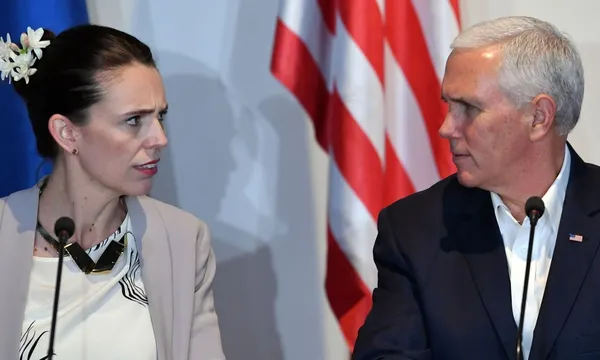Jacinda Ardern Mike Pence at APEC Getty