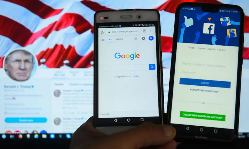 Donald trump twitter account, google search engine and