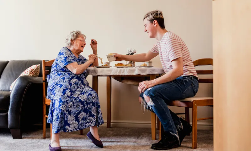 Visiting his Elderly Relative