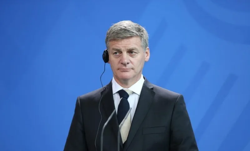 BUNDERSKANZLERAMT, WILLY-BRANDT-STTRAßE 1, BERLIN, BERLIN-MITTE, GERMANY - 2017/01/16: The photo shows New Zealand Prime Minister Bill English in the press conference at the Federal Chancellery. (Photo by Simone Kuhlmey/Pacific Press/LightRocket via Getty Images)
