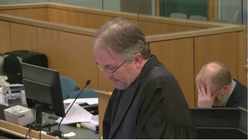 Mr Bioletti addresses the court while Mr Mansfield uses his hand as a head-tripod