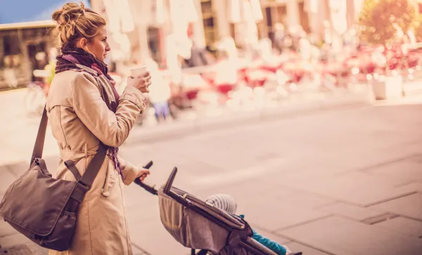 Urban mum with a buggy
