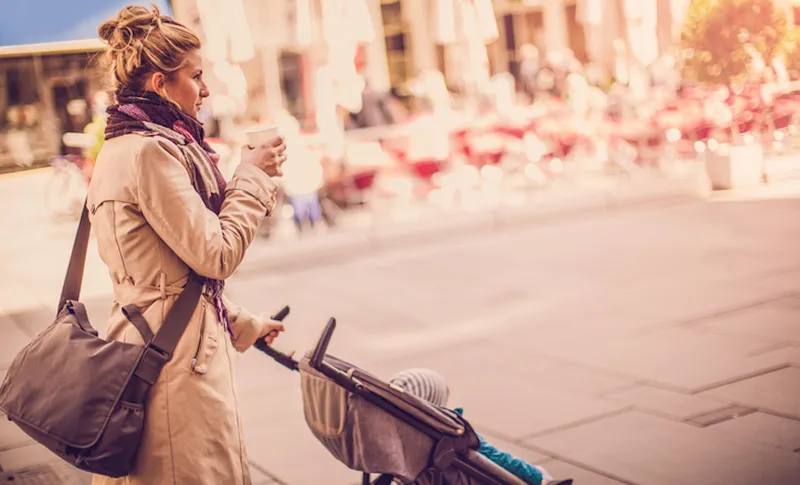 Urban mum with a buggy