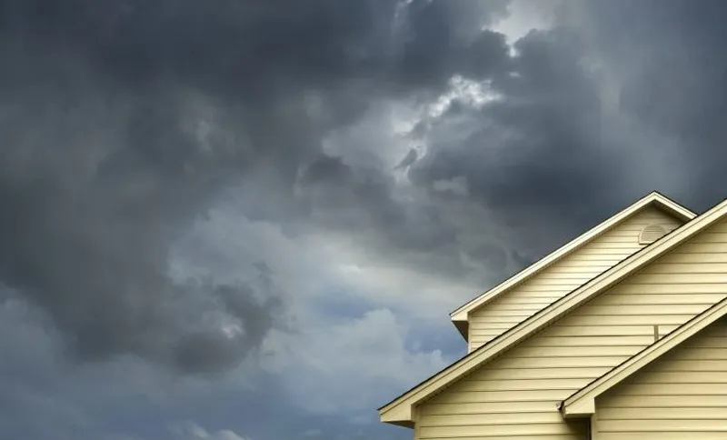 home in stormy day