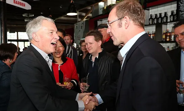 Phil Goff and Andrew Little on October 8, 2016 in Auckland, New Zealand.