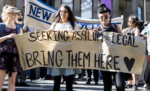 Protest in Australia for asylum seekers held in off shore detention
