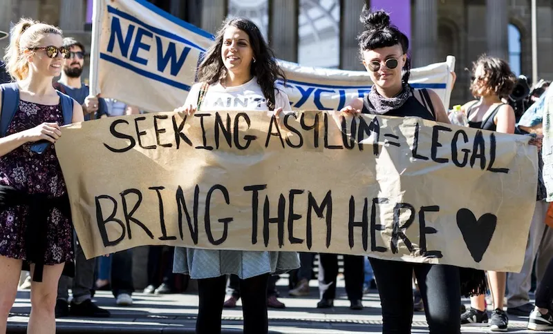 Protest in Australia for asylum seekers held in off shore detention