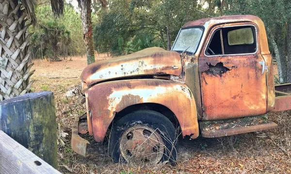 Abandoned Truck In Forest