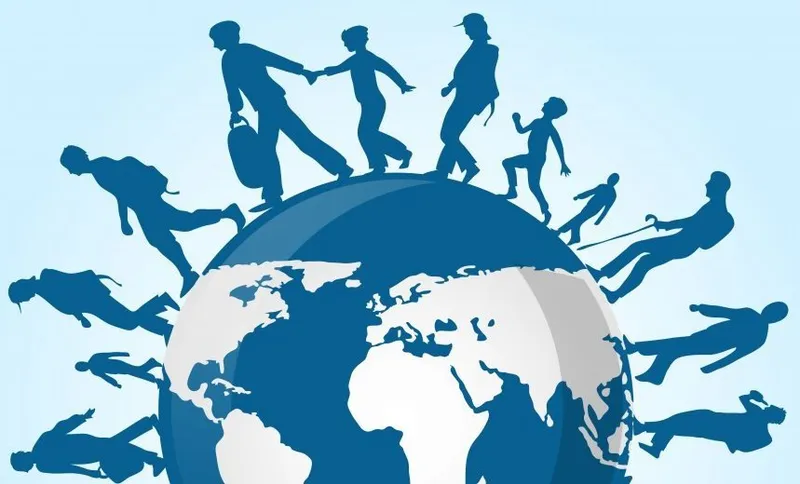immigration people on world map