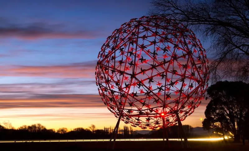 Fanfare At Sunset Lit Up By Red Lights