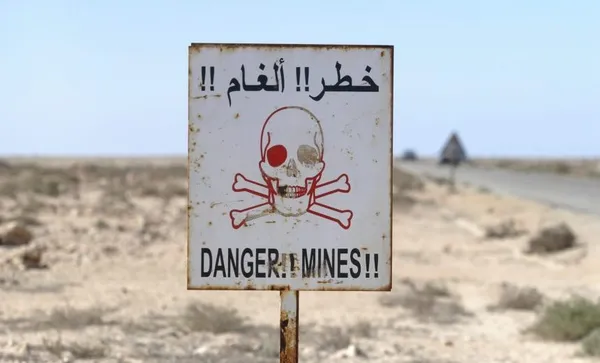 Danger minefield sign