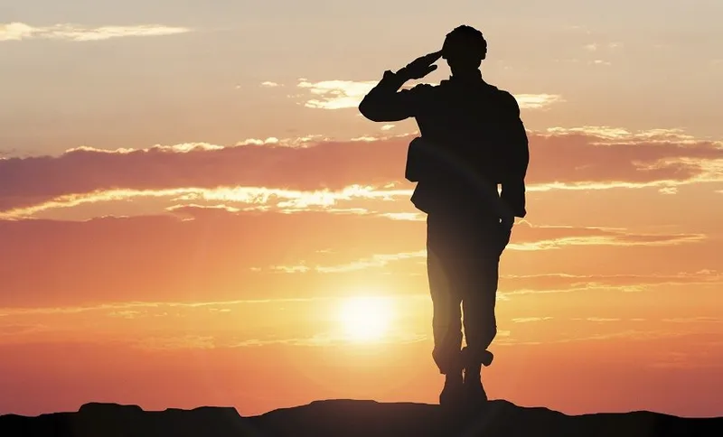 Soldier Saluting During Sunset