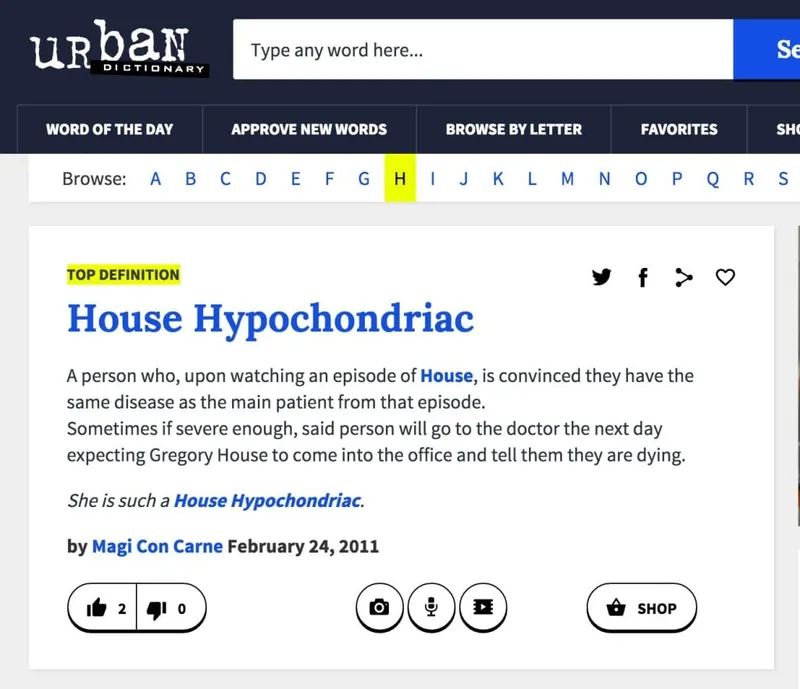 House Hypochondriac Urban Dictionary