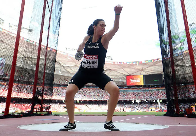 BEIJING, CHINA - AUGUST 24:  Te Rina Keenan of New Zealand competes in the Women's Discus qualification during day three of the 15th IAAF World Athletics Championships Beijing 2015 at Beijing National Stadium on August 24, 2015 in Beijing, China.  (Photo by Michael Steele/Getty Images)