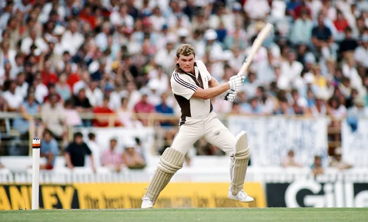 AUCKLAND, NEW ZEALAND - FEBRUARY 25:  New Zealand batsman Martin Crowe cuts the ball during his unbeaten 105  during the 3rd ODI between New Zealand and England at Eden Park, on February 25, 1984 in Auckland, New Zealand.  (Photo by Adrian Murrell/Allsport/Getty Images)