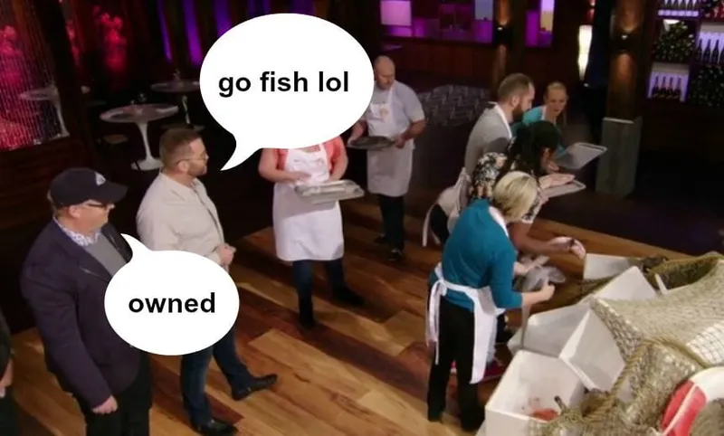 taking fish from the fish bin