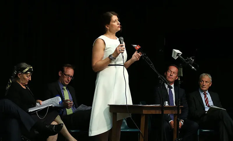 Victoria Crone speaks during the first Auckland Mayoral debate on February 15, 2016 in Auckland.  (Photo by Fiona Goodall/Getty Images)