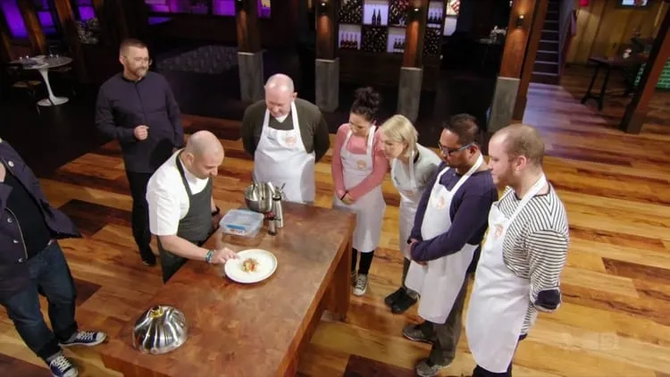 george showing how to do the dessert
