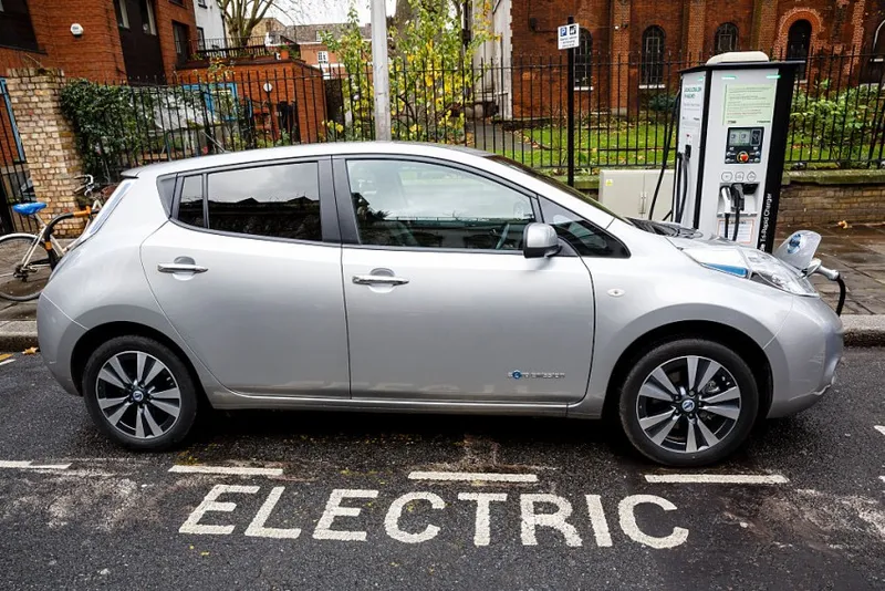 A busy bus lane in London (actually an electric-car park). Photo: Miles Willis/Getty