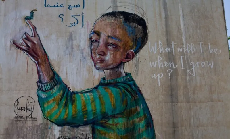 A mural in Amman, Jordan. Photograph: Simon Day of World Vision
