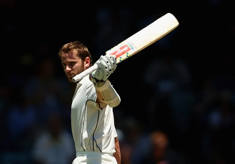 PERTH, AUSTRALIA - NOVEMBER 15:  Kane Williamson of New Zealand celebrates after reaching his century during day three of the second Test match between Australia and New Zealand at WACA on November 15, 2015 in Perth, Australia.  (Photo by Ryan Pierse - CA/Cricket Australia/Getty Images)