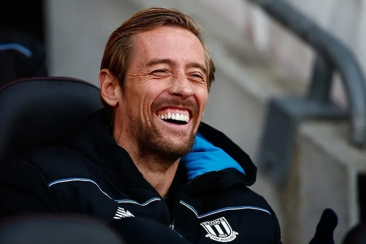 Peter Crouch on the bench prior to the match between Southampton and Stoke City at St Mary's Stadium.  (Photo by Jordan Mansfield/Getty Images)