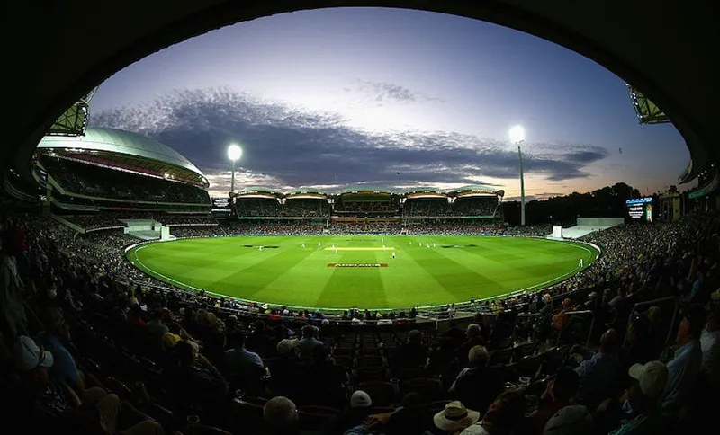 ADELAIDE, AUSTRALIA - NOVEMBER 28:  A general view at dusk during day two of the Third Test match between Australia and New Zealand at Adelaide Oval on November 28, 2015 in Adelaide, Australia.  (Photo by Cameron Spencer/Getty Images)