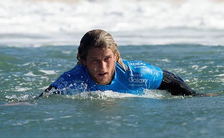 Christie finished tied for 25th at Jeffreys Bay, South Africa.  (Photo by Kelly Cestari/WSL via Getty Images)