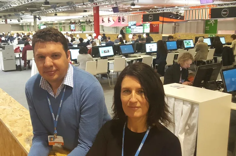 The New Zealand Herald's Jamie Morton (left) and RNZ's Chris Bramwell