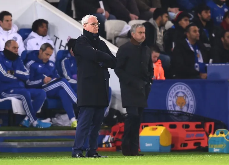 Former Chelsea managers Claudio Rainieri and Jose Mourinho.  (Photo by Michael Regan/Getty Images)