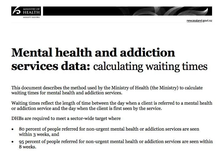 Ministry of Health mental health guidelines