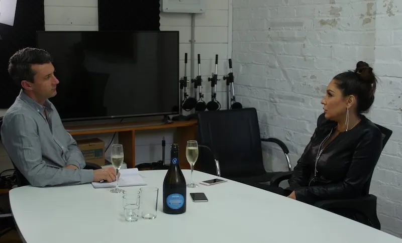 The author, the subject and a bottle of wine