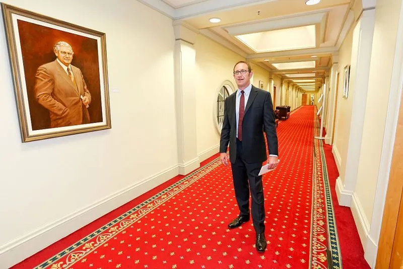 WELLINGTON, NEW ZEALAND - NOVEMBER 18: Newly appointed Labour leader Andrew Little poses after a press conference at Parliament House on November 18, 2014 in Wellington, New Zealand. The 2014 New Zealand Labour Party leadership election follows the resignation of leader David Cunliffe on 27 September 2014. (Photo by Hagen Hopkins/Getty Images)