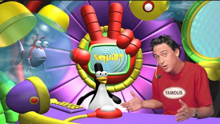 Hamish the fish, Squirt the penguin, and Dominic Bowden
