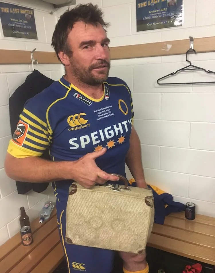 Andrew Hore's magic beige suitcase. (Photo: Scotty Stevenson)