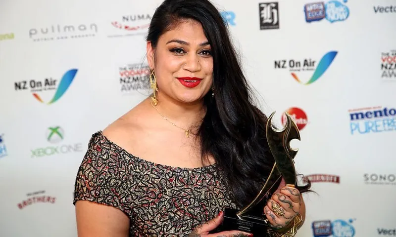 AUCKLAND, NEW ZEALAND - NOVEMBER 21: Aaradhna poses with the award for album of the year during the New Zealand Music Awards at the Vector Arena on November 21, 2013 in Auckland, New Zealand. (Photo by Jason Oxenham/Getty Images)