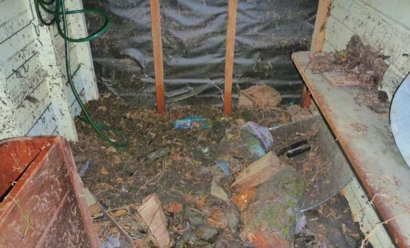 Internal damage at Pigeon Cottage