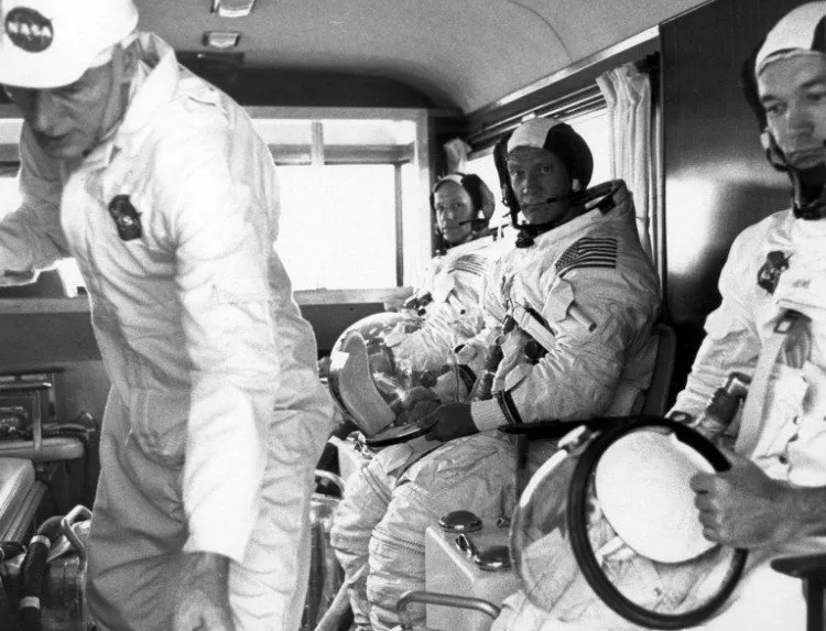 Just a cool photo of the Apollo 11 astronauts on their way to their space shuttle that I doung on archive.org.