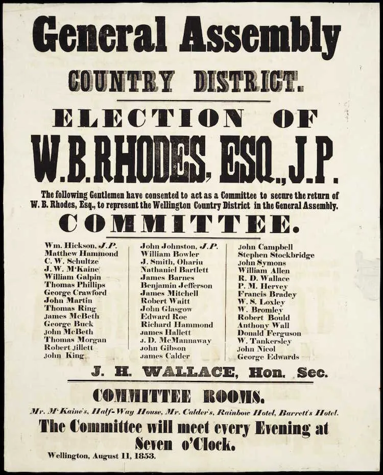 I never properly considered the notion that people had meetings in 1853 (Source: Alexander Turnbull Library, Wellington, New Zealand. http://natlib.govt.nz/records/22434044)