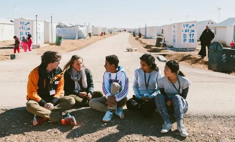 Jay Adams, with 16-year-old Syrian refugee Hussam Alheraky, at the Azraq refugee camp in Jordan