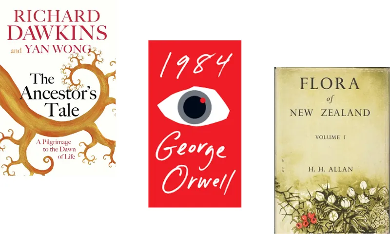 Three book covers descending.