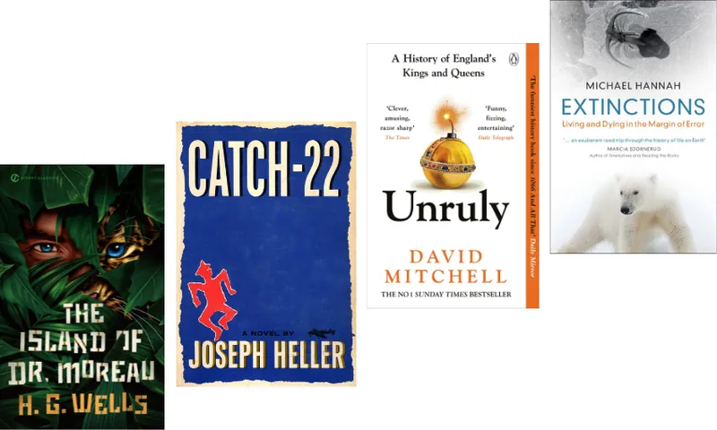 Four book covers arranged in an upward line.