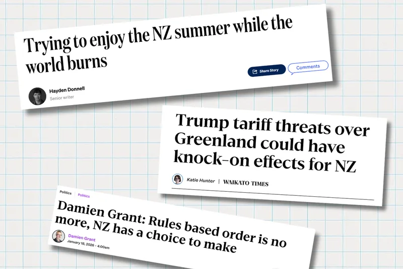 Recent local headlines about how the global situation could impact New Zealand.