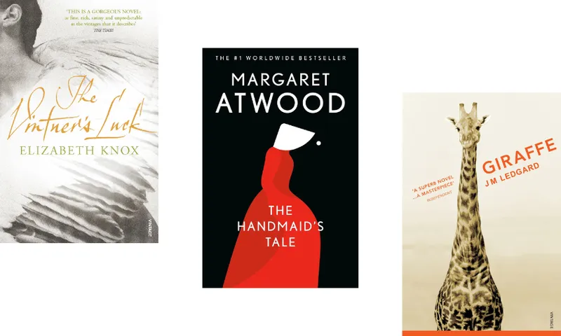 Three book covers descending.