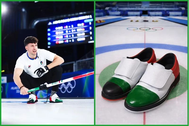 Mattia Giovanella's hand-painted curling shoes.
