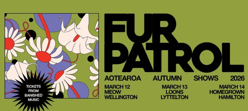 A promotional banner for the band Fur Patrol.