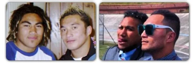 two portraits of two friends, one with bleached short hair and another with black dreads