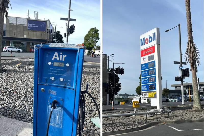 An air machine and petrol price at Mobil