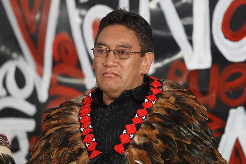 AUCKLAND, NEW ZEALAND - APRIL 30: Hone Harawira waits to speak at the launch of his Mana Party at the Mahurehure Marae on April 30, 2011 in Auckland, New Zealand. Hone Harawira, an Independant MP, launched the left wing political party to an audience of up to 300 people.