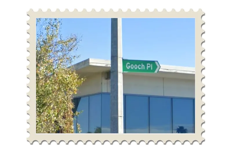 A street sign for Gooch Place in Auckland